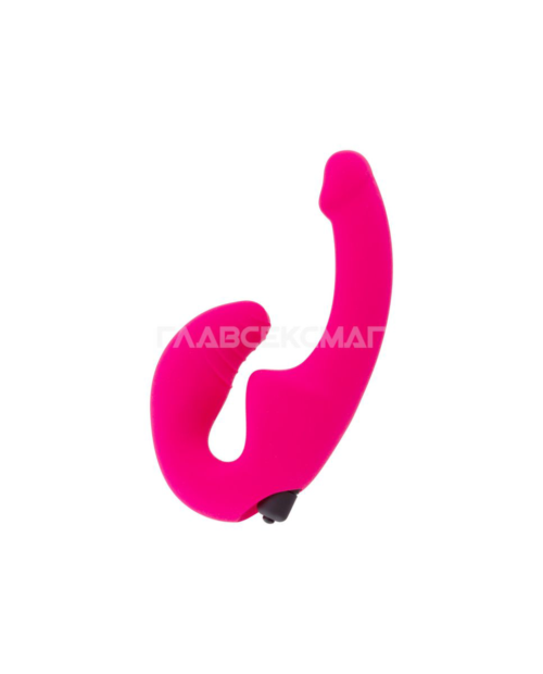 Ярко-розовый анатомический страпон с вибрацией - 1
