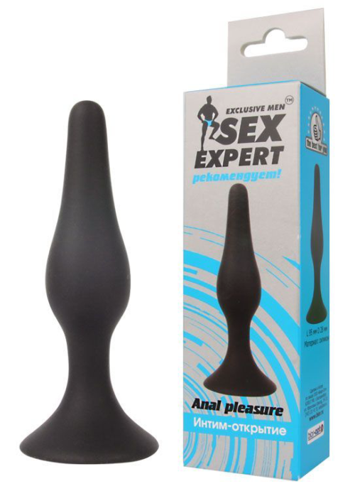 Чёрная анальная пробка Sex Expert - 9,5 см. - 1