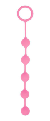 Розовая анальная цепочка с кольцом-ограничителем - 23 см. - 0