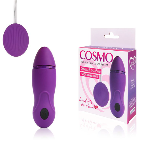 Фиолетовое виброяйцо Cosmo с пультом управления вибрацией - 1