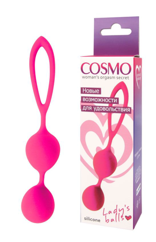Розовые вагинальные шарики с петлёй Cosmo - 1