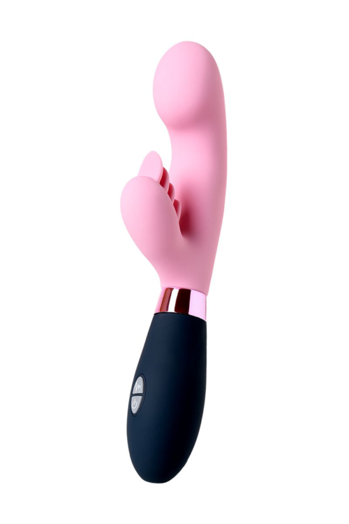 Розовый вибромассажер Ornella с клиторальным стимулятором - 21,5 см. - 2