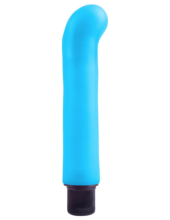 Голубой вибромассажер с загнутым кончиком XL G-Spot Softees - 16,2 см. - 0