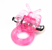 Розовое эрекционное виброкольцо Butterfly Ring - 0