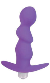 Фиолетовый рельефный вибромассажер с ограничителем - 9,5 см. - 0