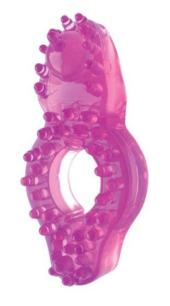 Розовое эрекционное кольцо с бугорками - 0
