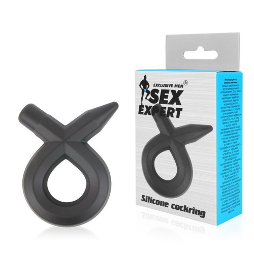 Черное силиконовое эрекционное кольцо Sex Expert - 0
