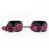 Розово-черные наручники на застежках - 0