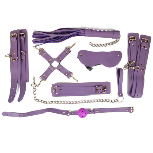 Пикантный набор БДСМ-аксессуаров фиолетового цвета - 0