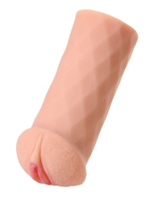 Телесный мастурбатор-вагина ELEGANCE с ромбами по поверхности - 0