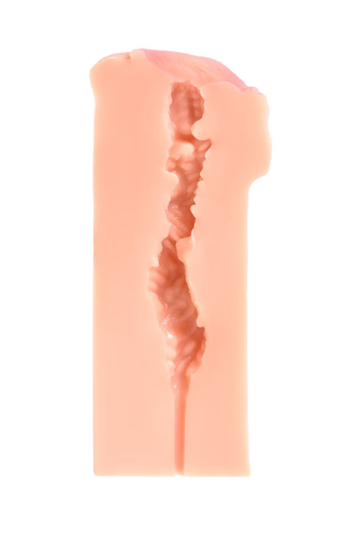 Телесный мастурбатор-вагина ELEGANCE с ромбами по поверхности - 11