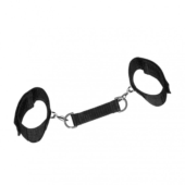Черные наручники на липучках с креплением на карабинах - 0