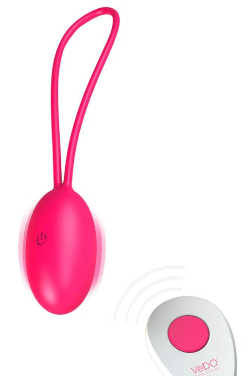 Розовое виброяйцо VeDO Peach с пультом ДУ - 1