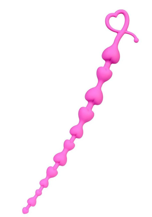 Розовая силиконовая анальная цепочка Long Sweety - 34 см. - 0