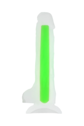 Прозрачно-зеленый фаллоимитатор, светящийся в темноте, Clark Glow - 22 см. - 1