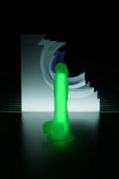Прозрачно-зеленый фаллоимитатор, светящийся в темноте, Clark Glow - 22 см. - 10