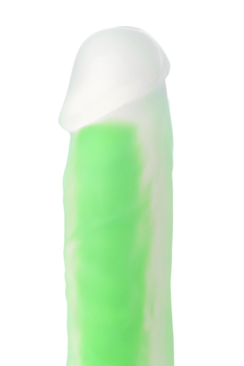 Прозрачно-зеленый фаллоимитатор, светящийся в темноте, Clark Glow - 22 см. - 8