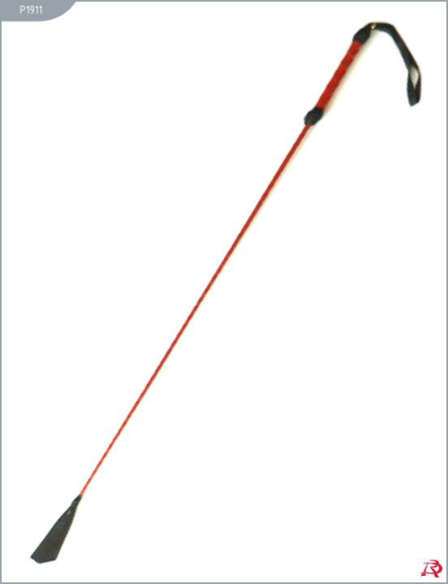 Длинный плетеный стек с красной лаковой ручкой - 85 см. - 1