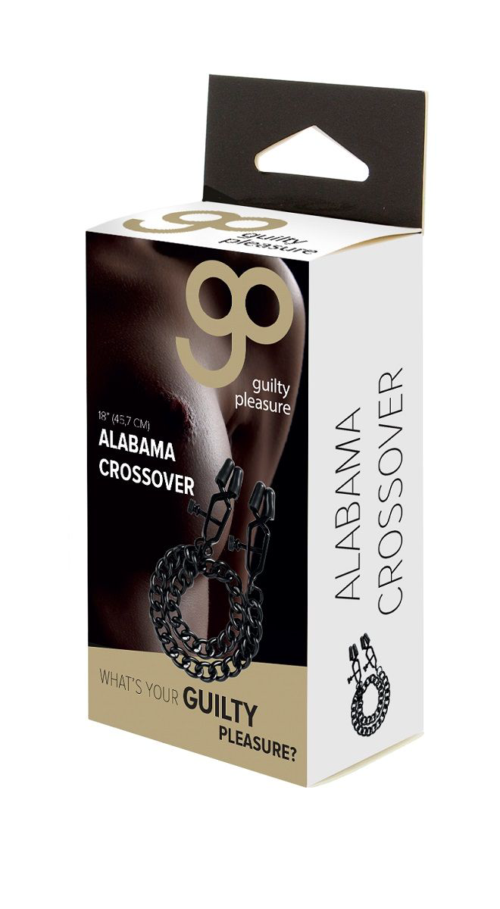 Чёрные зажимы на соски Alabama Crossover Nipple Clamps с цепью - 1