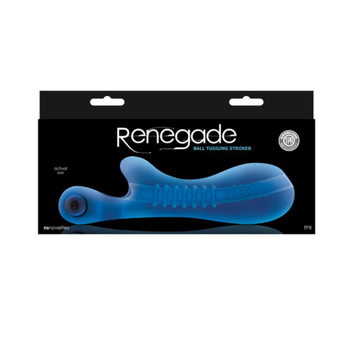 Синий мастурбатор с вибростимулятором мошонки Renegade Ball Tugging Stroker - 1
