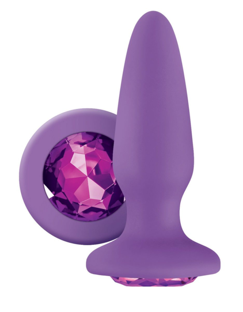 Фиолетовая анальная пробка с фиолетовым кристаллом Glams Purple Gem - 10,4 см. - 0