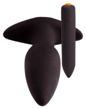 Чёрная анальная пробка с вибрацией Vibrating Butt Plug - 14,5 см. - 2