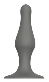 Серый удлиненный анальный стимулятор PLUG WITH SUCTION CUP - 10,3 см. - 0