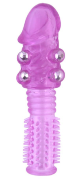 Стимулирующая фиолетовая насадка с шипами и шишечками - 13,5 см. - 0