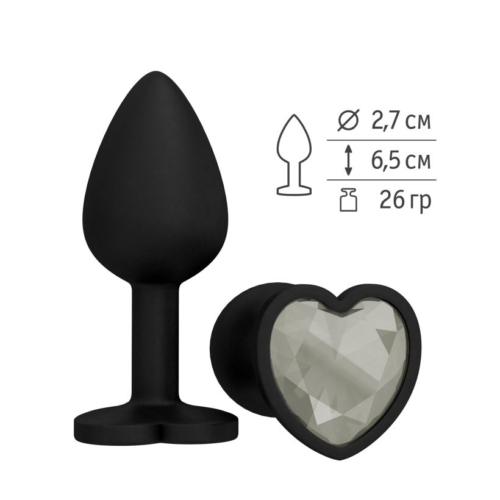 Черная силиконовая пробка с прозрачным кристаллом - 7,3 см. - 1