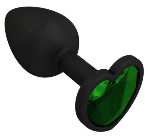 Черная силиконовая пробка с зеленым кристаллом - 7,3 см. - 0