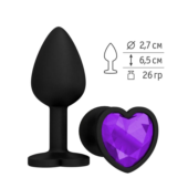 Черная силиконовая пробка с фиолетовым кристаллом - 7,3 см. - 1