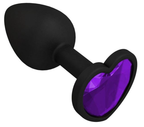 Черная силиконовая пробка с фиолетовым кристаллом - 7,3 см. - 0