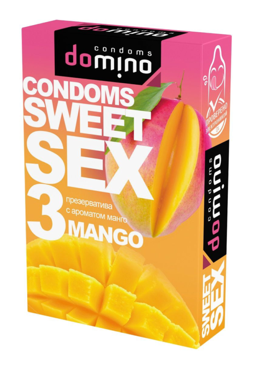 Презервативы для орального секса DOMINO Sweet Sex с ароматом манго - 3 шт. - 0