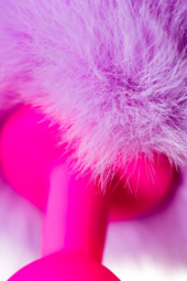 Розовая анальная втулка Sweet bunny с сиреневым пушистым хвостиком - 9