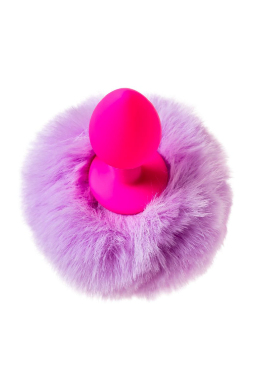 Розовая анальная втулка Sweet bunny с сиреневым пушистым хвостиком - 5