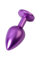 Фиолетовый анальный плаг с кристаллом фиолетового цвета - 8,2 см. - 2