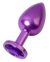 Фиолетовый анальный плаг с кристаллом фиолетового цвета - 8,2 см. - 0