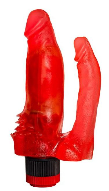 Красный анально-вагинальный вибратор №11 - 15,5 см. - 0