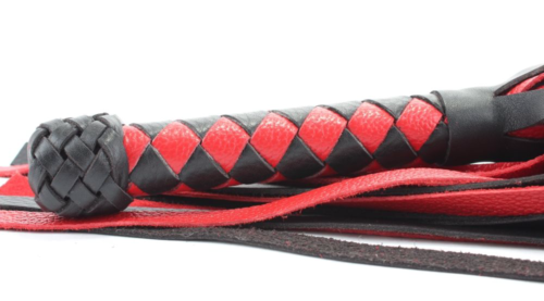 Черно-красная плеть с плетеной ромбовидной ручкой - 58 см. - 1