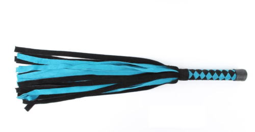 Черно-голубая замшевая плеть с ромбами на ручке - 58 см. - 1