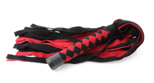 Черно-красная замшевая плеть с ромбами на рукояти - 60 см. - 0