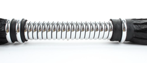 Черная плеть с серебристой ручкой - 44 см. - 1
