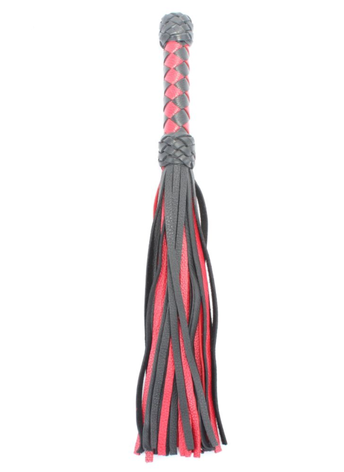 Черно-красная клеть с плетеной ручкой с ромбовидным узором - 45 см. - 1
