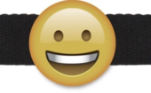 Кляп-смайлик Smiley Emoji с черными лентами - 0