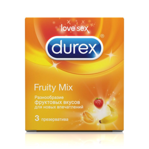 Презервативы с фруктовыми вкусами Durex Fruity Mix - 3 шт. - 0