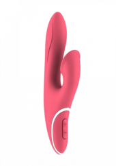 Розовый вибратор HIKY Rabbit с клиторальным отростком с функцией всасывания - 23 см. - 1