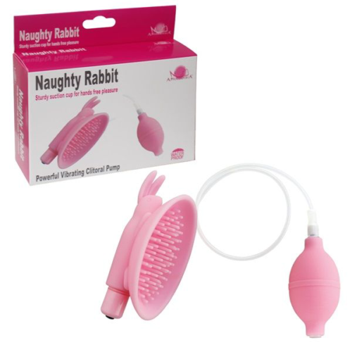 Розовая вакуумная помпа для клитора Naughty Rabbit - 2