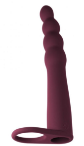 Бордовая вибронасадка для двойного проникновения Bramble - 16,5 см. - 2