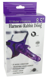Розовый страпон 10 Mode Vibrations 8.5 Harness Rabbit Dong - 19 см. - 1