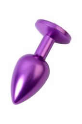 Фиолетовый анальный плаг с кристаллом фиолетового цвета - 7,2 см. - 2